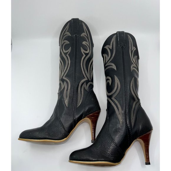 Vintage 70's Jeenz Boots Capezio Black Leather Size 6.5 - Picture 2 of 8